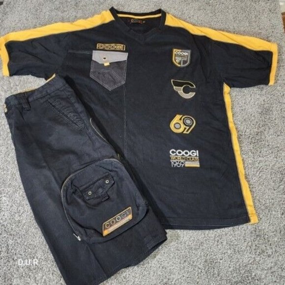 Coogi Other - Vintage Coogi World Outfit Shirt XXXL Shorts 36W Black Gold Y2K Hip Hop Athletic